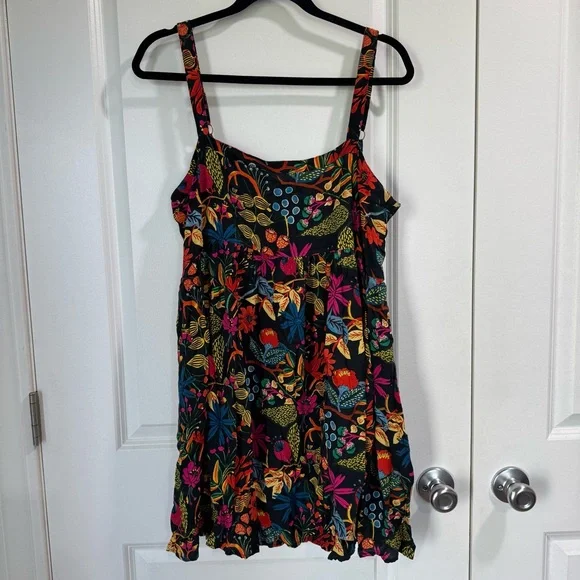 Natural Life Patti Mini Dress Black Neon Floral L - Picture 5 of 10